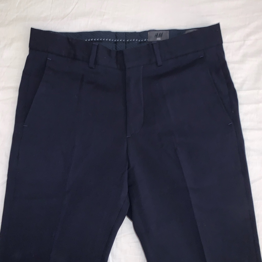 H&M Navy wool slim fit suit pants